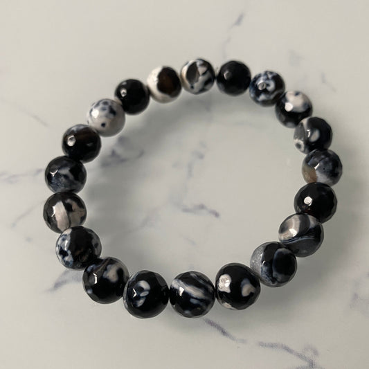 Snowy Obsidian 10mm Shaped Unisex Stone Bracelet