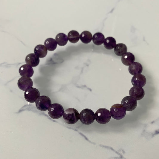 Pure Amethyst 8mm Shaped Unisex Bracelet