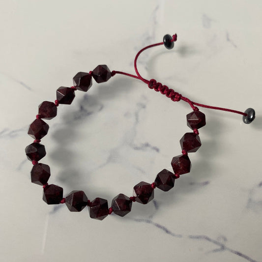 Pure Red Garnet 7mm Shaped Unisex String Bracelet