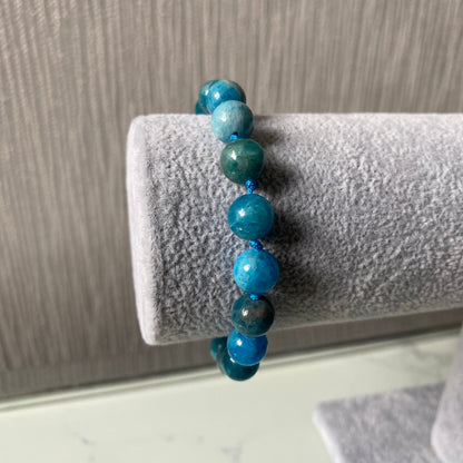 Pure Turquoise Apatite 8mm Shaped Unisex String Bracelet