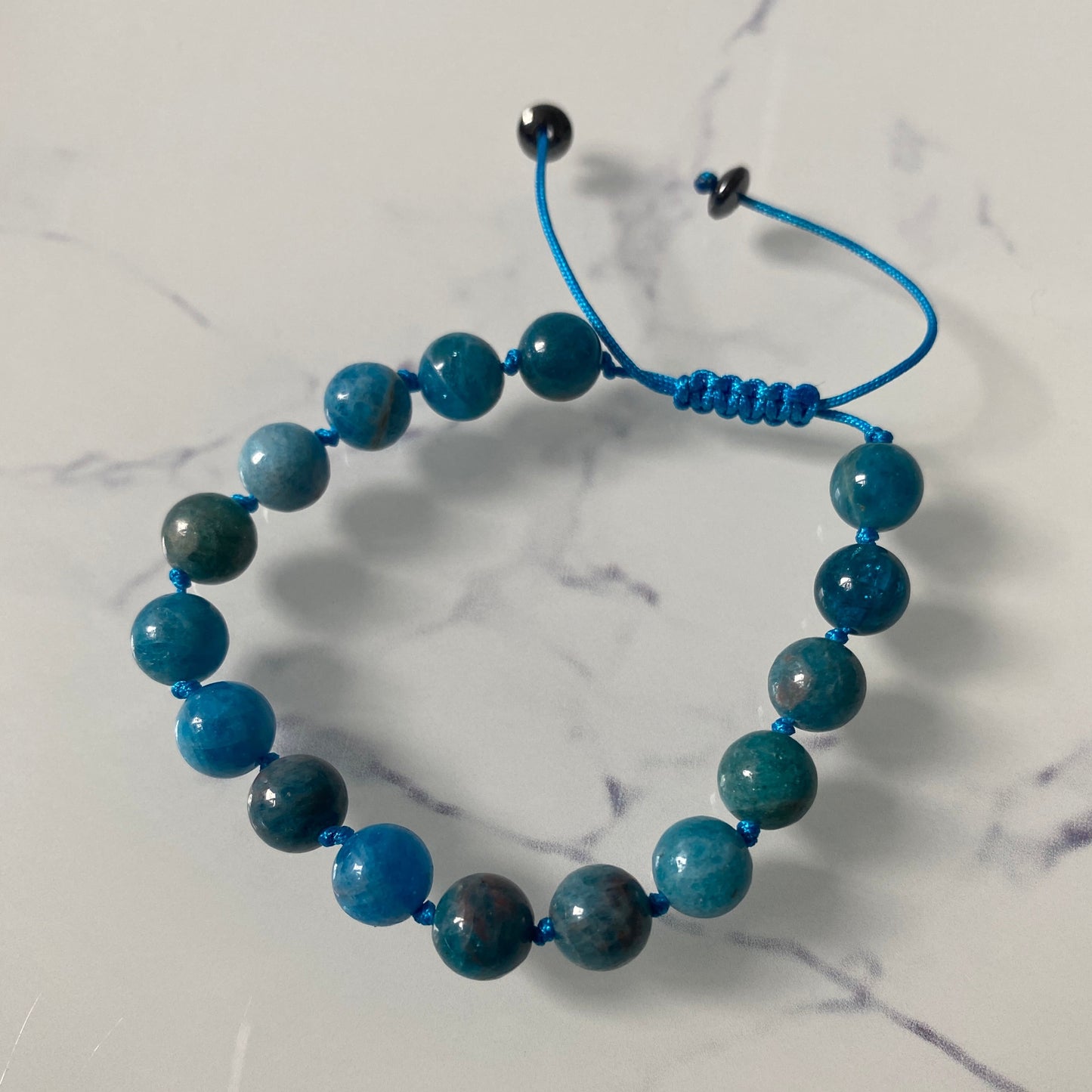 Pure Turquoise Apatite 8mm Shaped Unisex String Bracelet