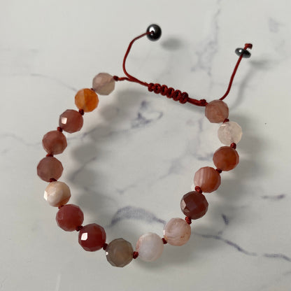 Pure Carnelian Agate 8mm Shaped Unisex String Bracelet