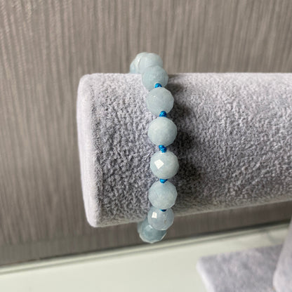 Pure Aquamarine 8mm Shaped Unisex String Bracelet