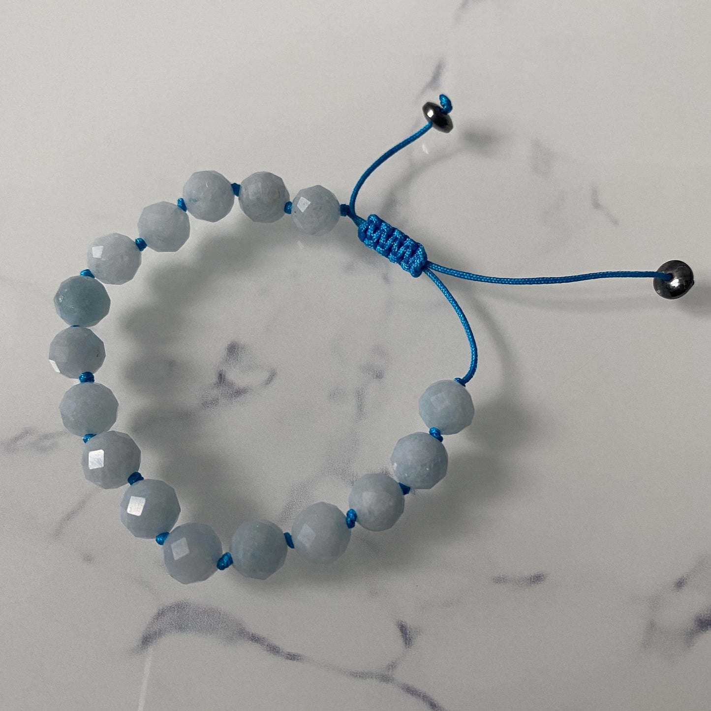 Pure Aquamarine 8mm Shaped Unisex String Bracelet