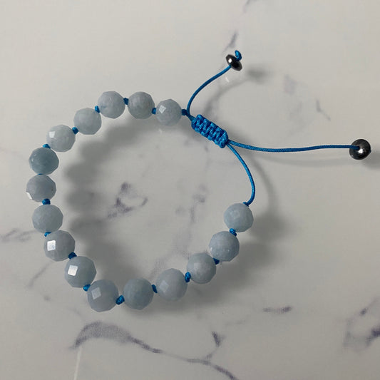 Pure Aquamarine 8mm Shaped Unisex String Bracelet